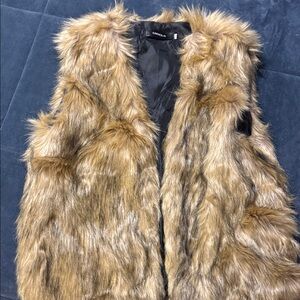 Casual Lux Faux Fur Vest in Brown